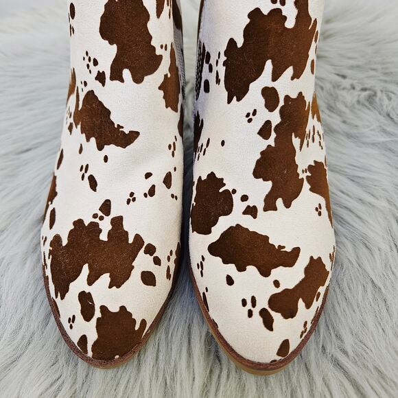 Altard State Cow Print Booties Brown White Western Ankle Boots Block Heel Sz 6.5 - Picture 5 of 14